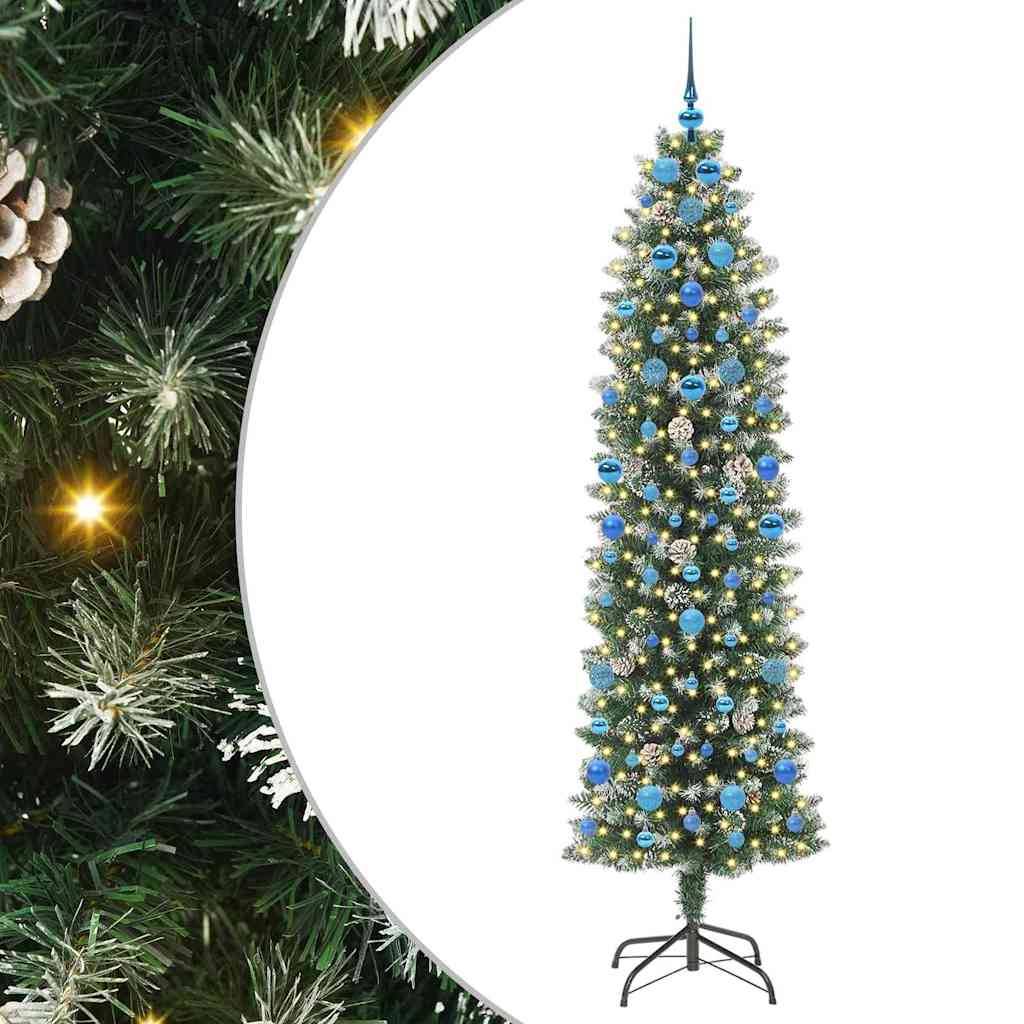 ComfortXL - Sapin de Noël 210 cm Slim Enneigé, 300 LED Intégrées et Décorations Fournies – ComfortXL Outdoor Living - Image 2