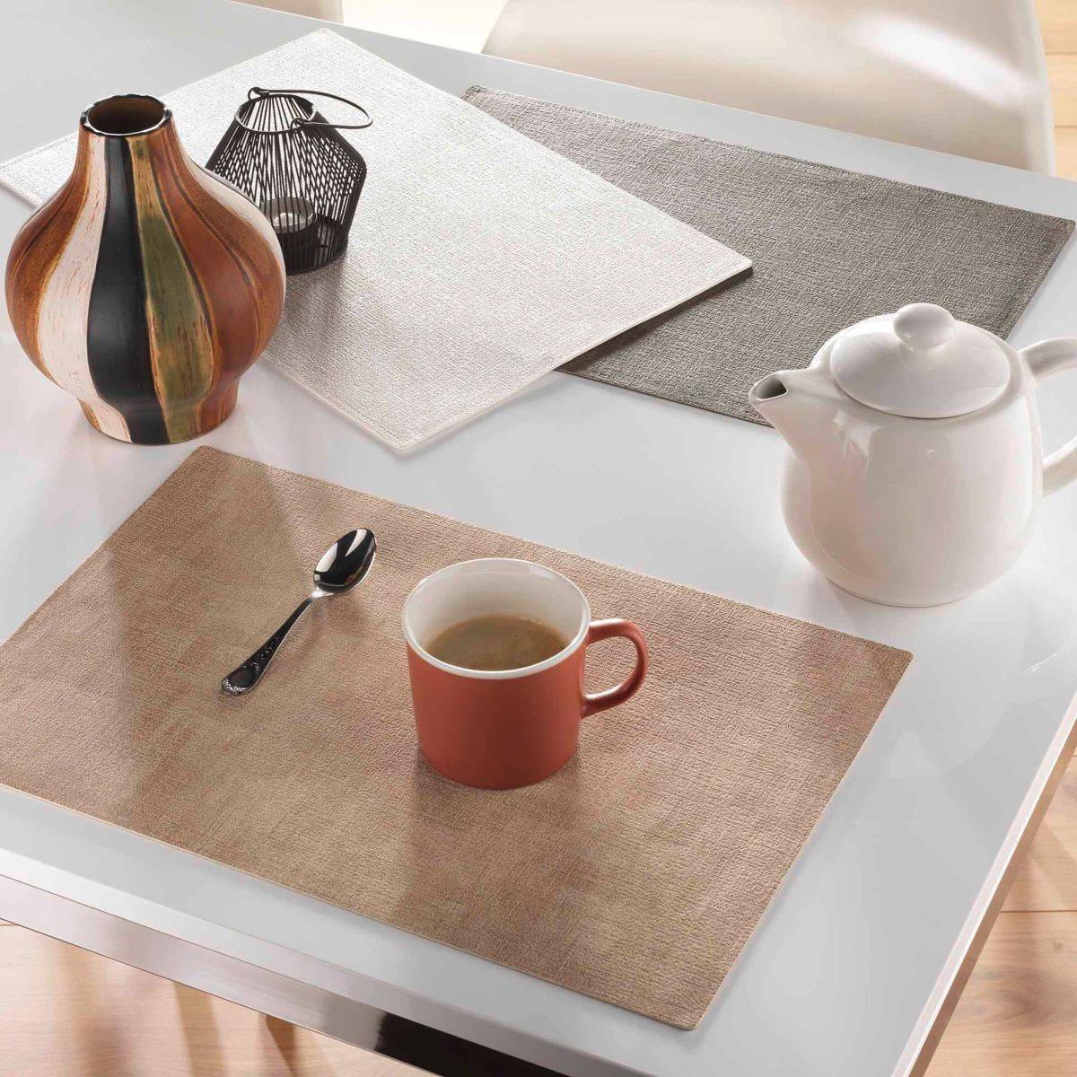 Paris Prix - Set de Table Uni "Marlon" 30x45cm Blanc - Image 4