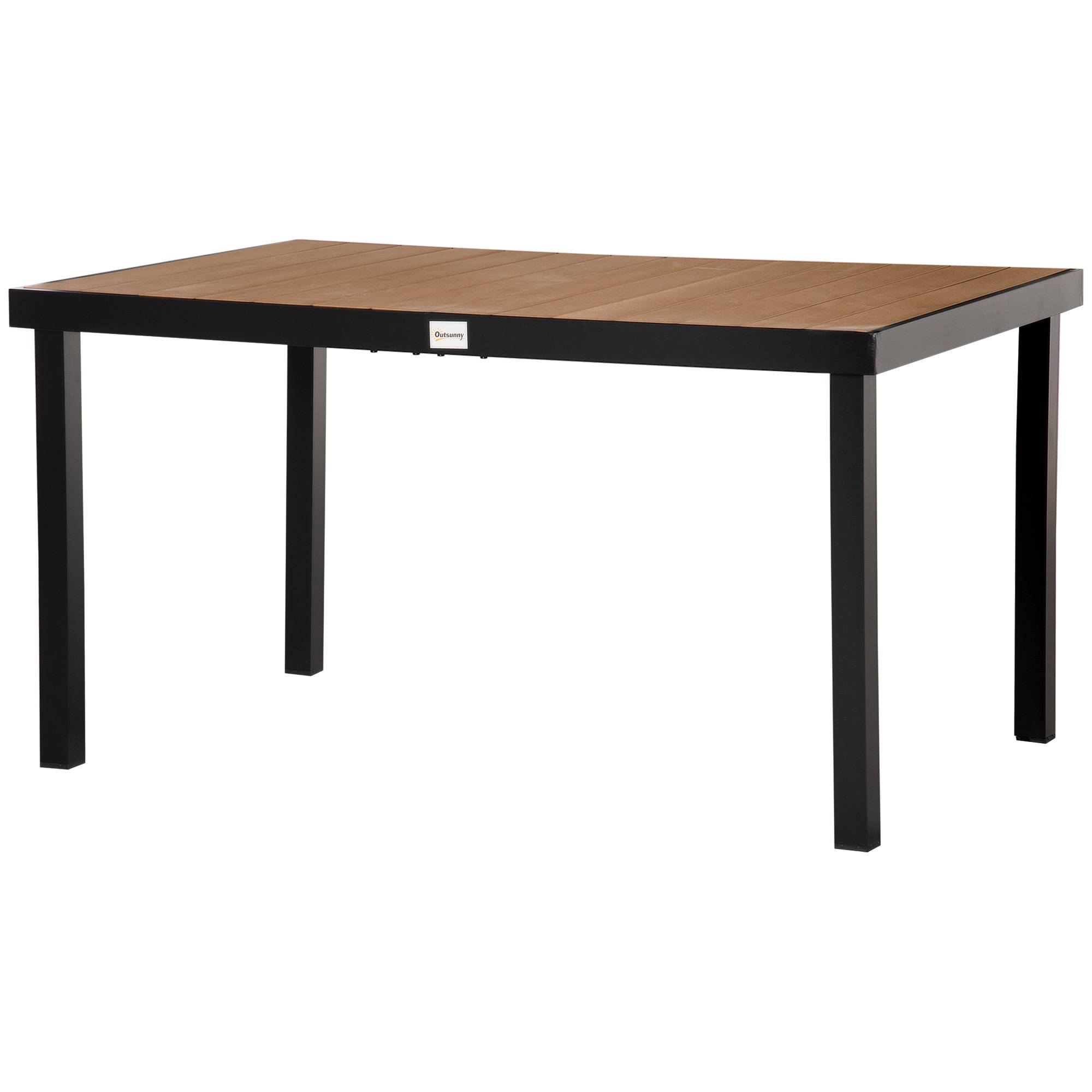 Table à manger de jardin pour 6 personnes, en aluminium, 140 x 90 x 74 cm, aspect bois naturel - Image 2