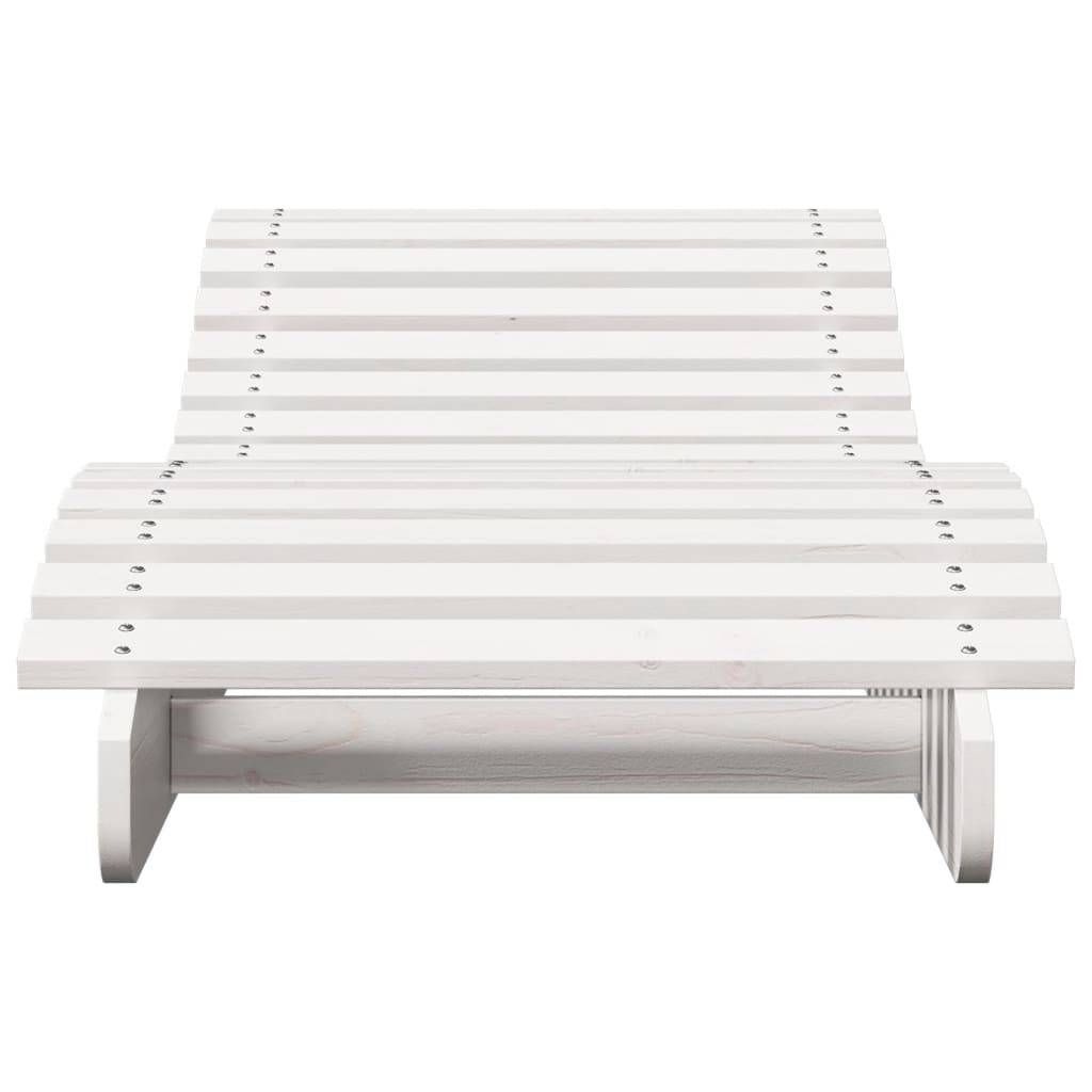 Maison Chic - Lot de 2 Bain de soleil - Transats - Chaises longues blanc 205x60x31,5cm bois massif de pin - MEUBLE PRO - Image 5