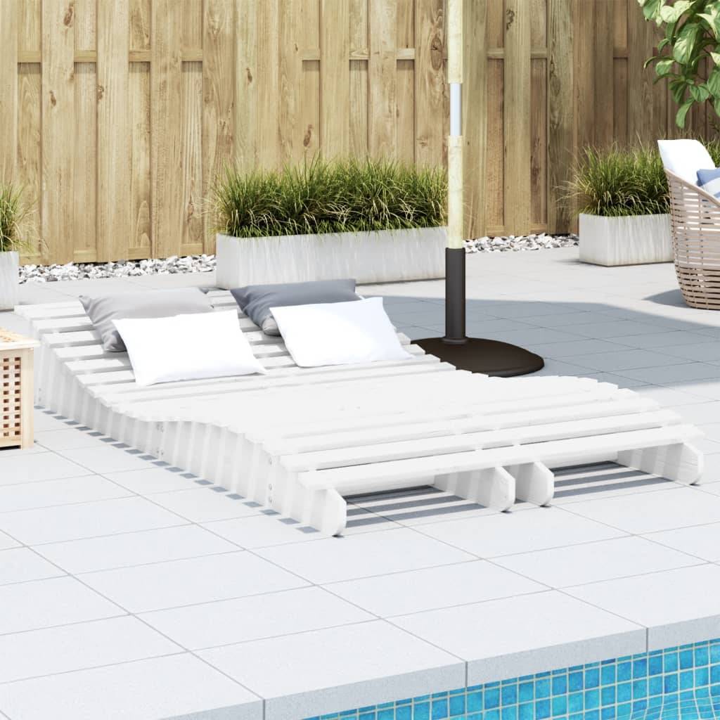 Maison Chic - Lot de 2 Bain de soleil - Transats - Chaises longues blanc 205x60x31,5cm bois massif de pin - MEUBLE PRO - Image 2