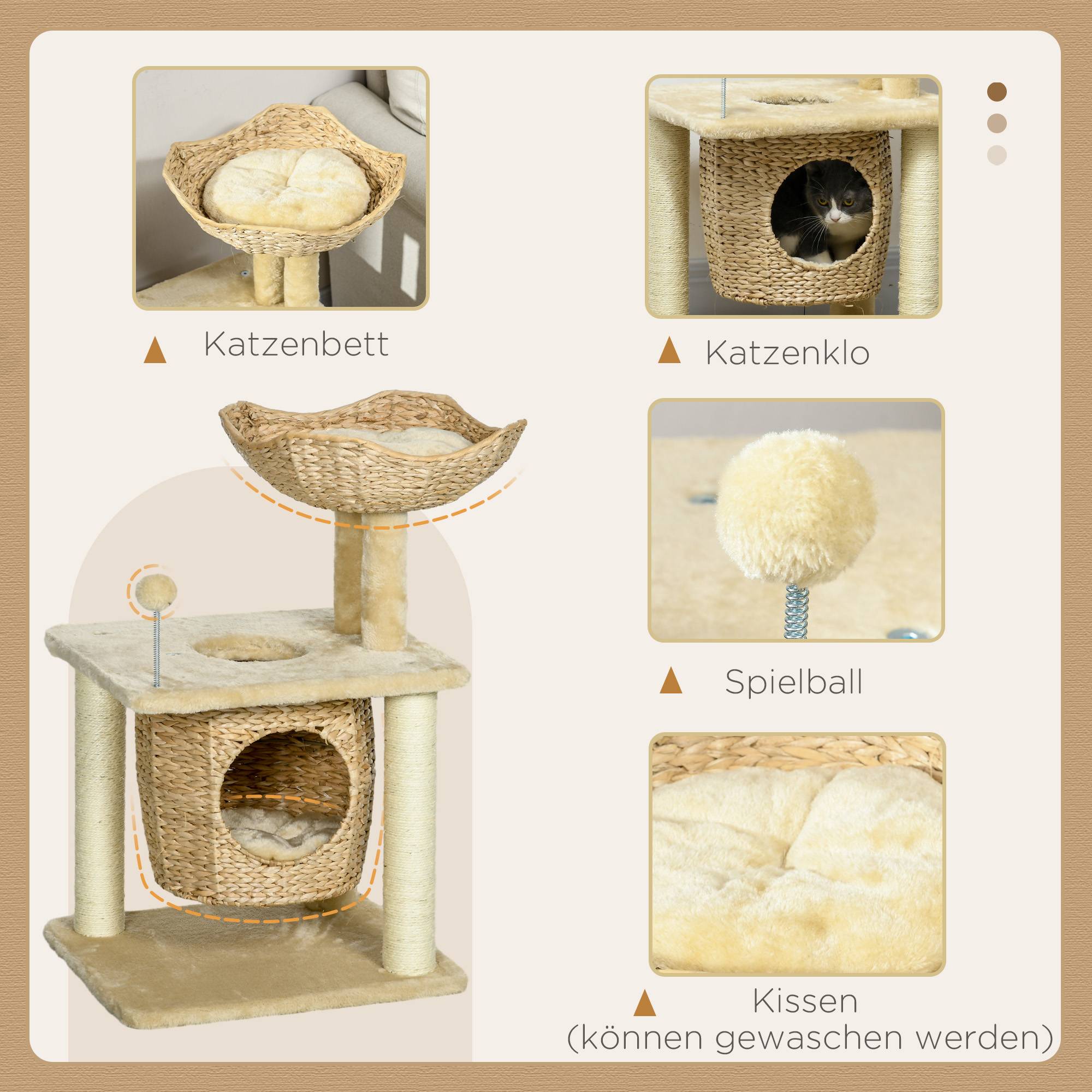 ComfortXL - Arbre à chat bois peluche chats escalade repos 45x40x74cm beige - ComfortXL Outdoor Living - Image 7