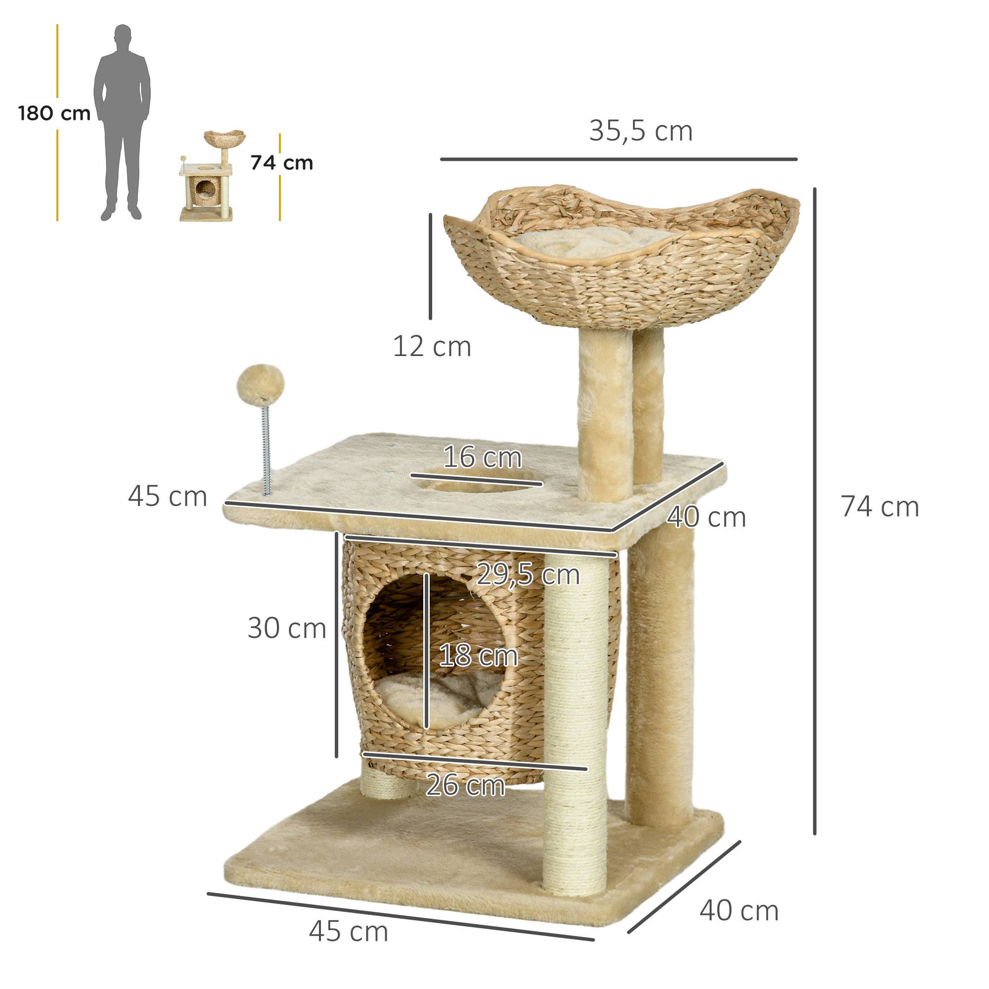 ComfortXL - Arbre à chat bois peluche chats escalade repos 45x40x74cm beige - ComfortXL Outdoor Living - Image 5