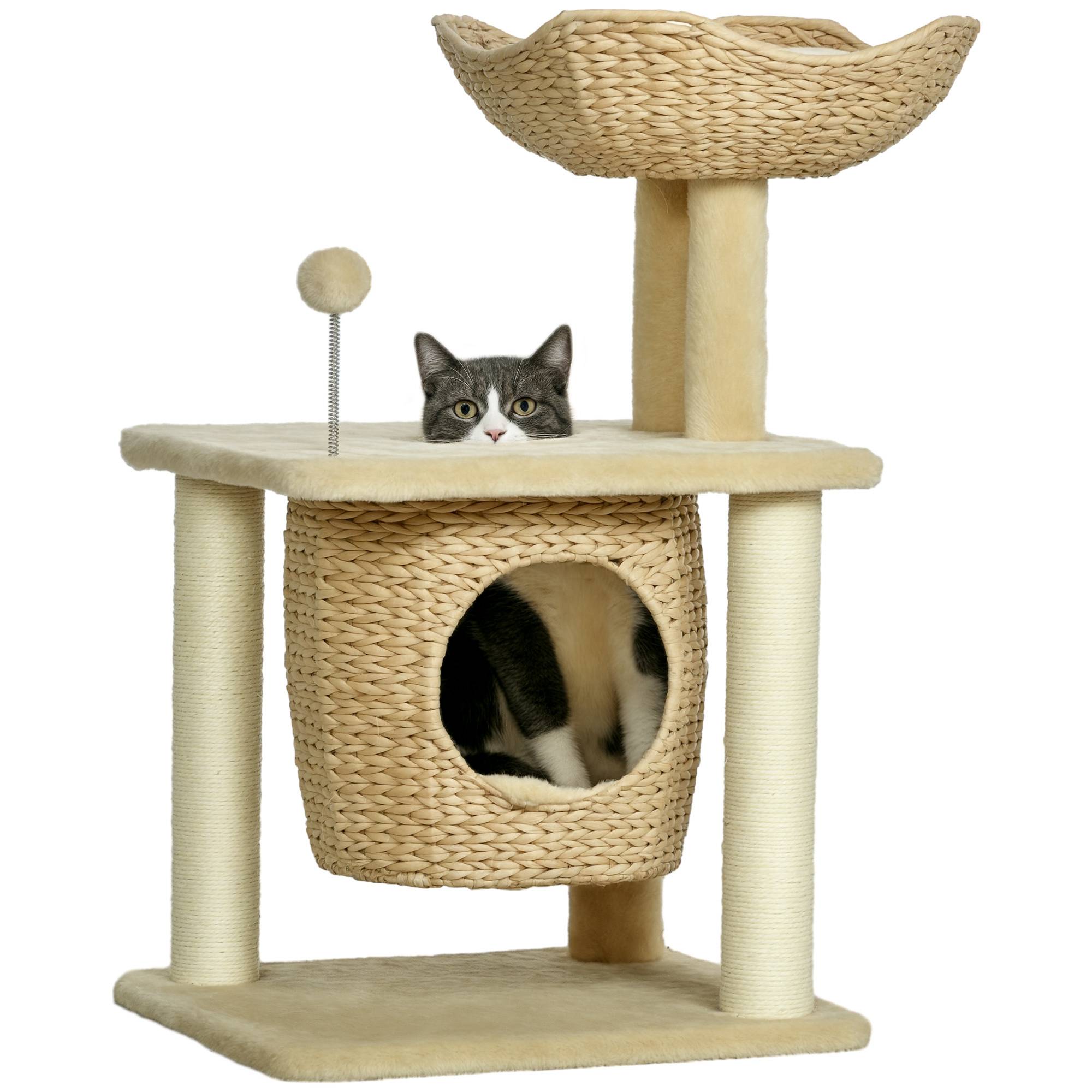 ComfortXL - Arbre à chat bois peluche chats escalade repos 45x40x74cm beige - ComfortXL Outdoor Living - Image 1