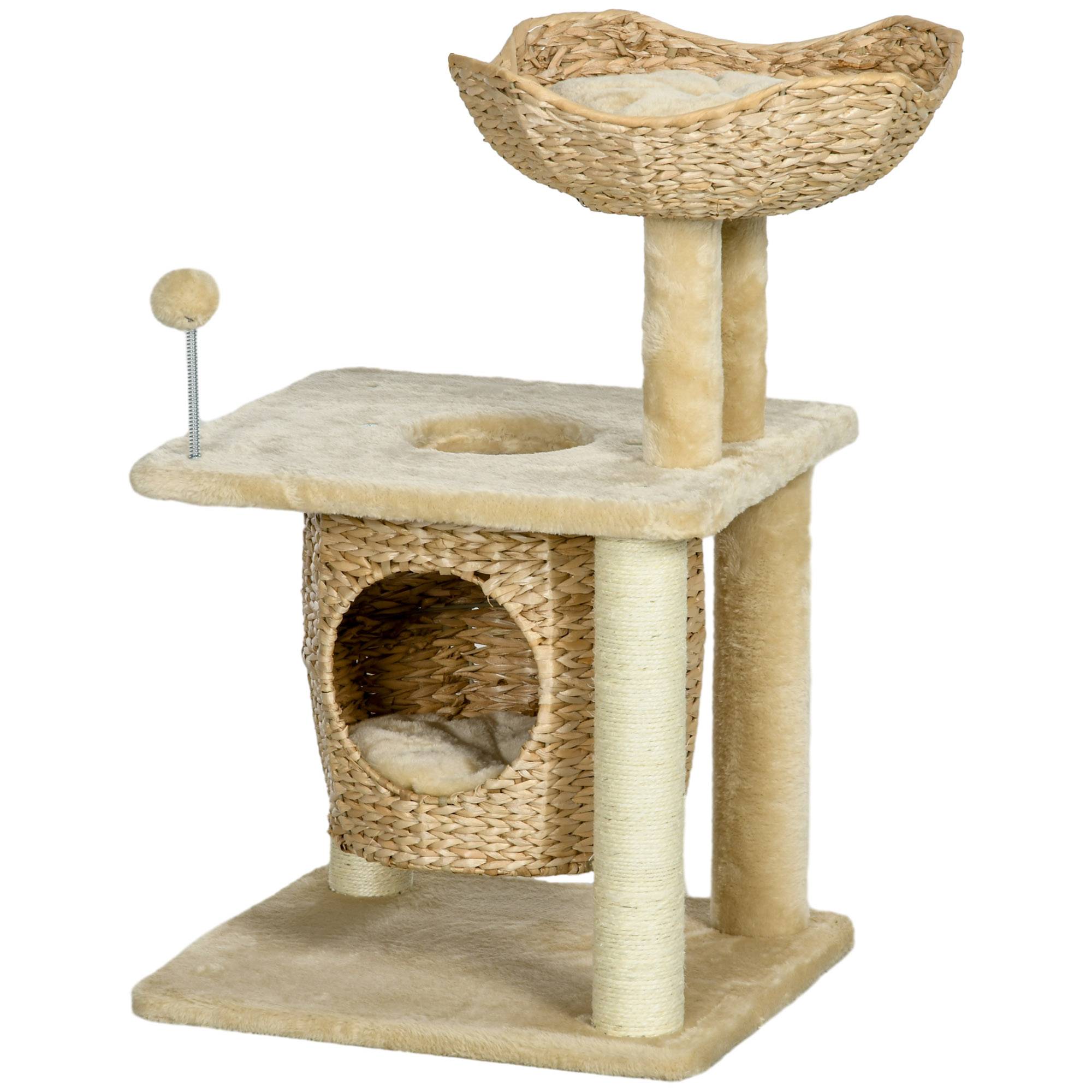 ComfortXL - Arbre à chat bois peluche chats escalade repos 45x40x74cm beige - ComfortXL Outdoor Living - Image 2