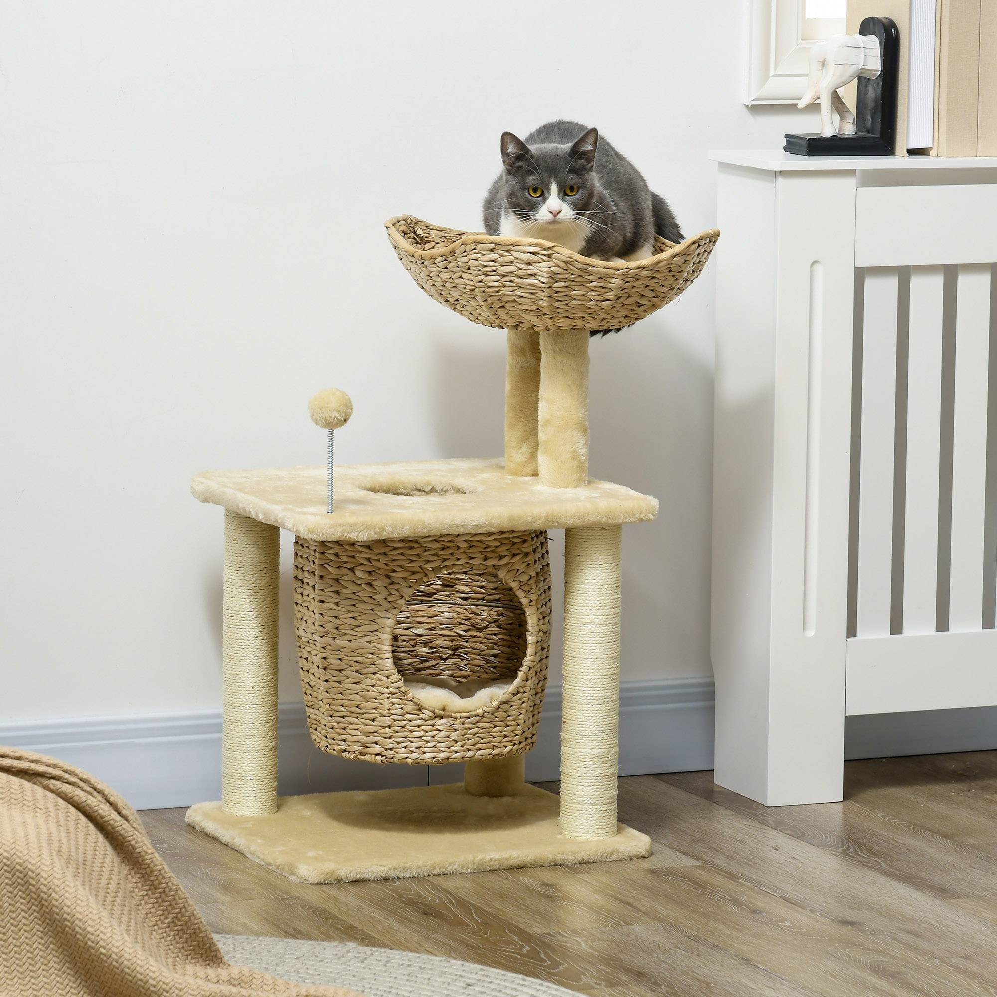 ComfortXL - Arbre à chat bois peluche chats escalade repos 45x40x74cm beige - ComfortXL Outdoor Living - Image 3