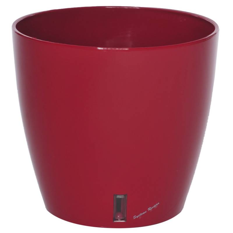 Riviera - Pot de fleurs à réserve d'eau Hydrosystem Eva New Rond D30cm - H27,5cm - 14,5L - Rouge - Fabrication Française - Image 1