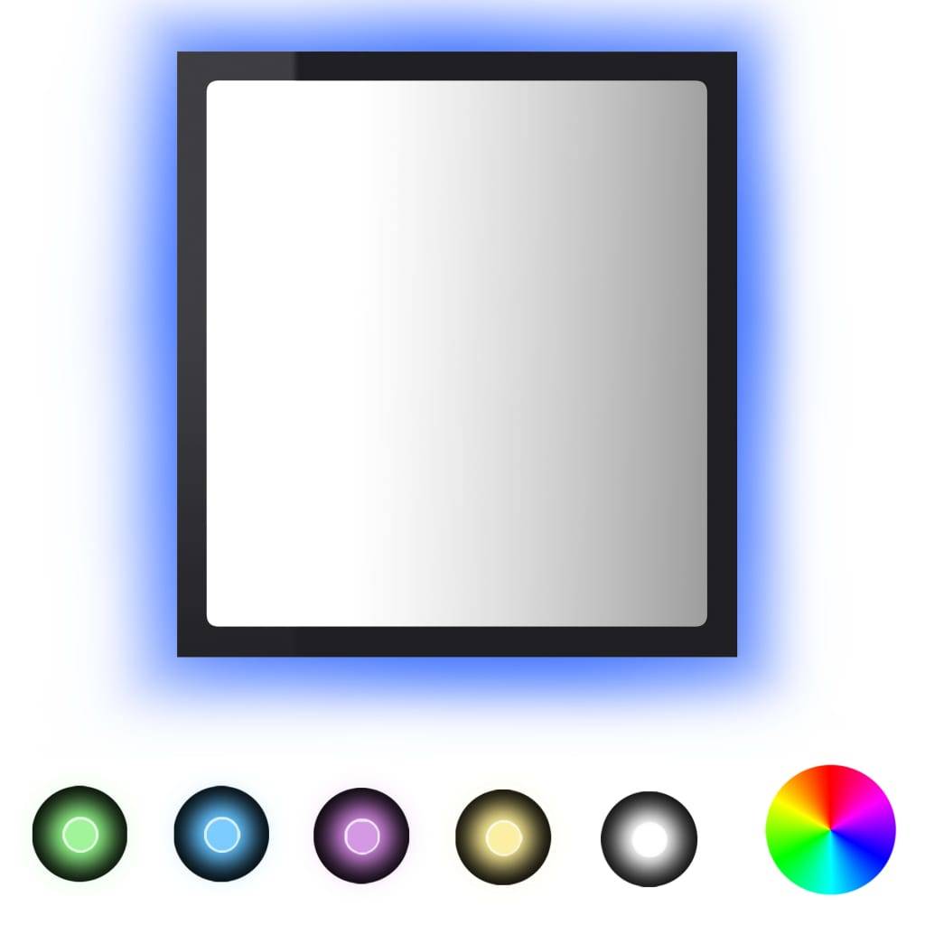 Miroir led de salle de bain 40 x 8,5 x 37cm acrylique noir brillant - Image 3