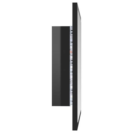 Miroir led de salle de bain 40 x 8,5 x 37cm acrylique noir brillant - Image 4