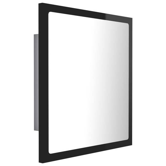 Miroir led de salle de bain 40 x 8,5 x 37cm acrylique noir brillant - Image 1