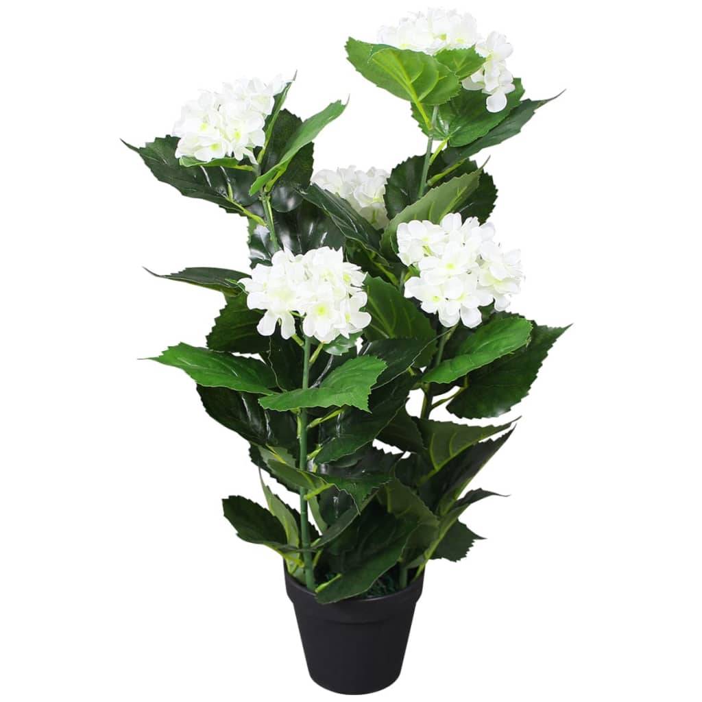 Plante artificielle hortensia polyester blanc 12.5 x 12.5 x 60 cm - PANGIVO - Image 1