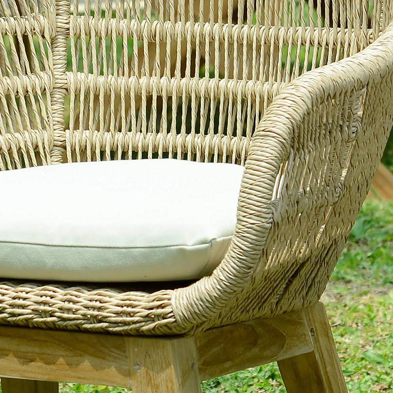 Fauteuil en résine tressée naturel Lounge avec coussin - Gecko Jardin - Image 3