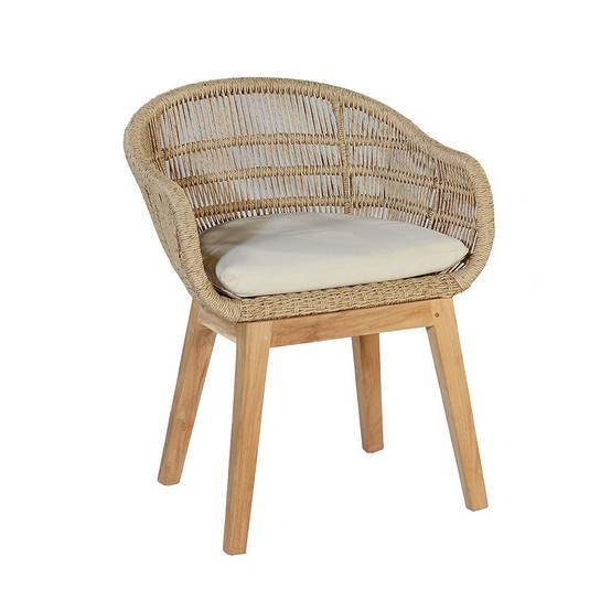 Fauteuil en résine tressée naturel Lounge avec coussin - Gecko Jardin - Image 2