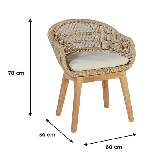 Fauteuil en résine tressée naturel Lounge avec coussin - Gecko Jardin - Image 8