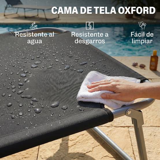 Transat de jardin pliable avec auvent et dossier inclinable pour terrasse, camping, 187 x 58 x 36 cm, noir - Image 8