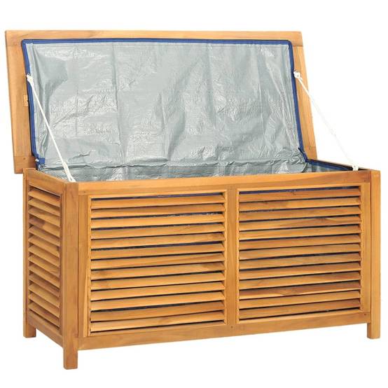 Boîte de rangement jardin et sac 114 x 50 x 58 cm bois massif teck - Image 4