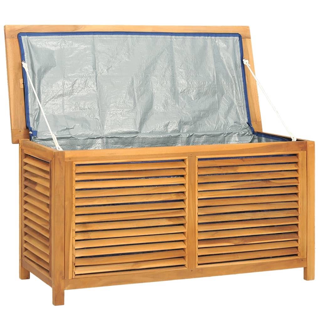 Boîte de rangement jardin et sac 114 x 50 x 58 cm bois massif teck - Image 4