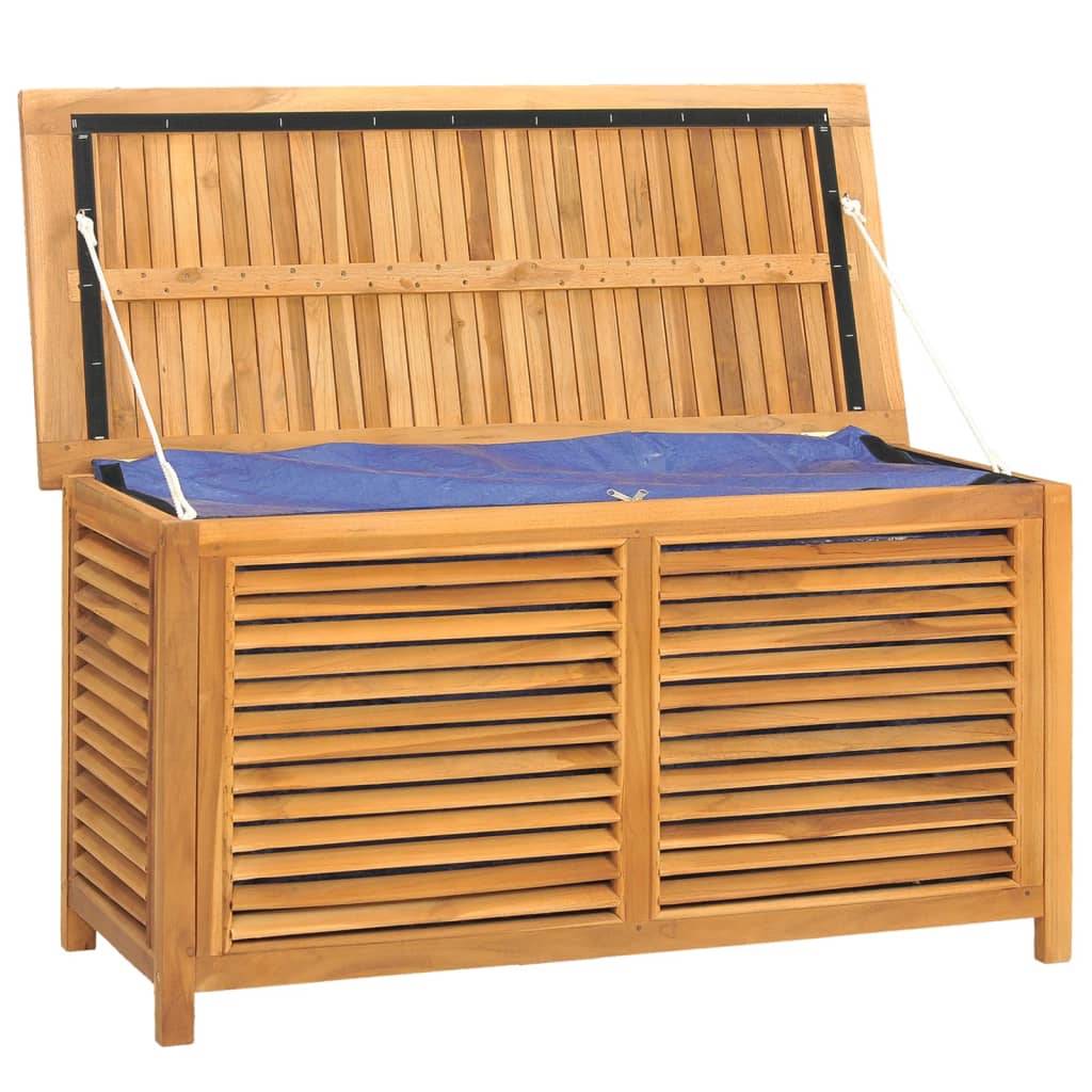 Boîte de rangement jardin et sac 114 x 50 x 58 cm bois massif teck - Image 3