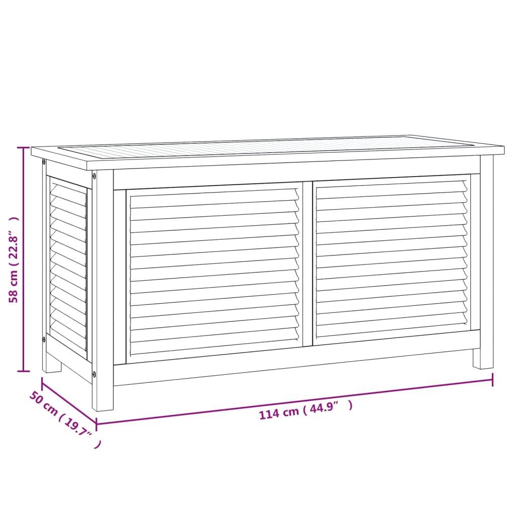 Boîte de rangement jardin et sac 114 x 50 x 58 cm bois massif teck - Image 7