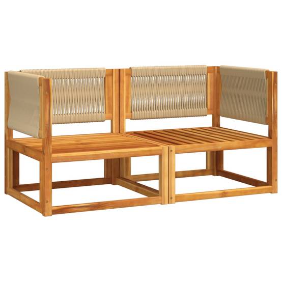 Lot de 2 Canapés d'Angle Jardin Bois Acacia & Corde Beige, Modules de Siège Coussins – ComfortXL Outdoor Living - Image 3