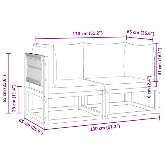 Lot de 2 Canapés d'Angle Jardin Bois Acacia & Corde Beige, Modules de Siège Coussins – ComfortXL Outdoor Living - Image 9