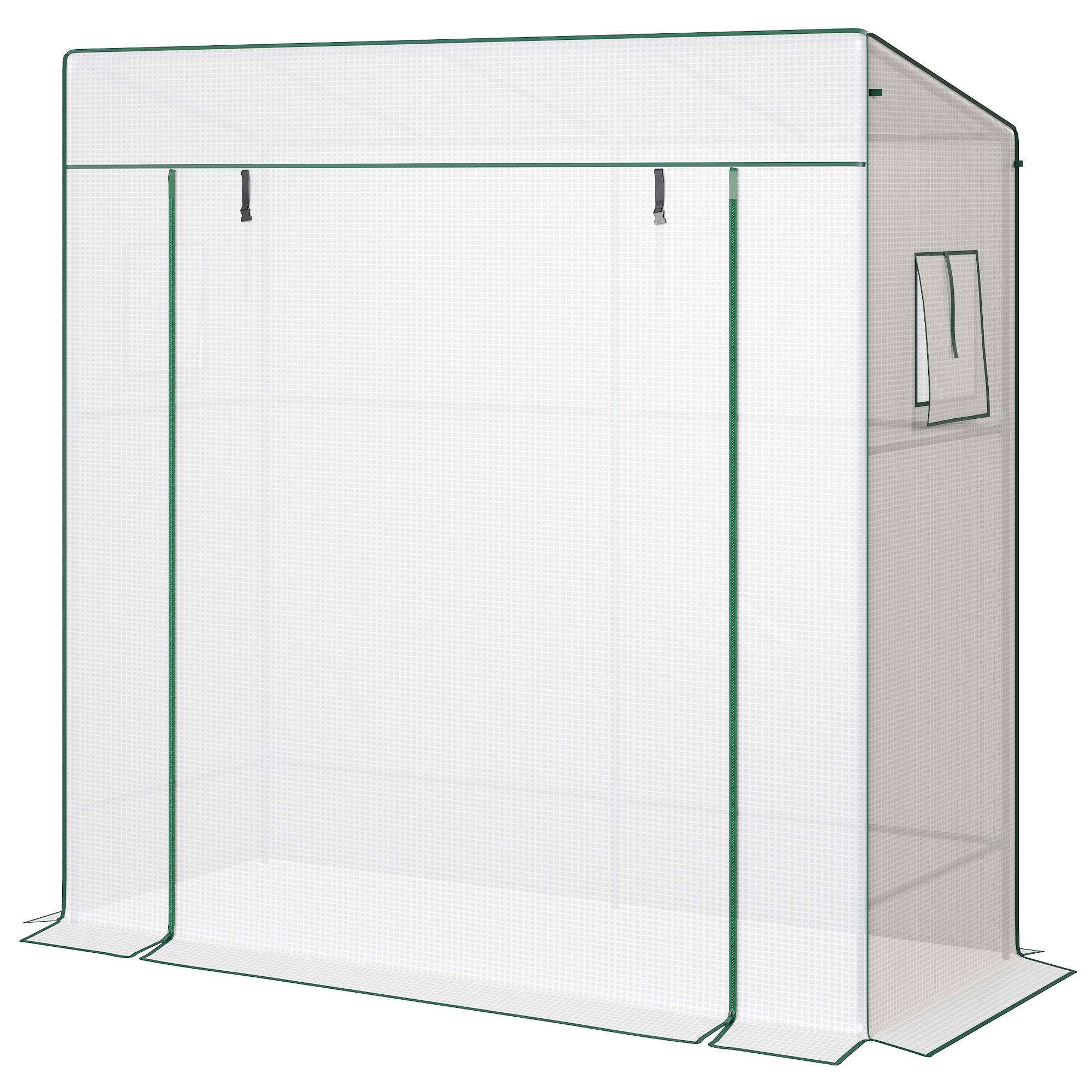 Serre Adossée de Jardin Acier et Bâche PE Renforcée pour Mur et Balcon 196x77x197 cm Blanc - ComfortXL Outdoor Living - Image 2