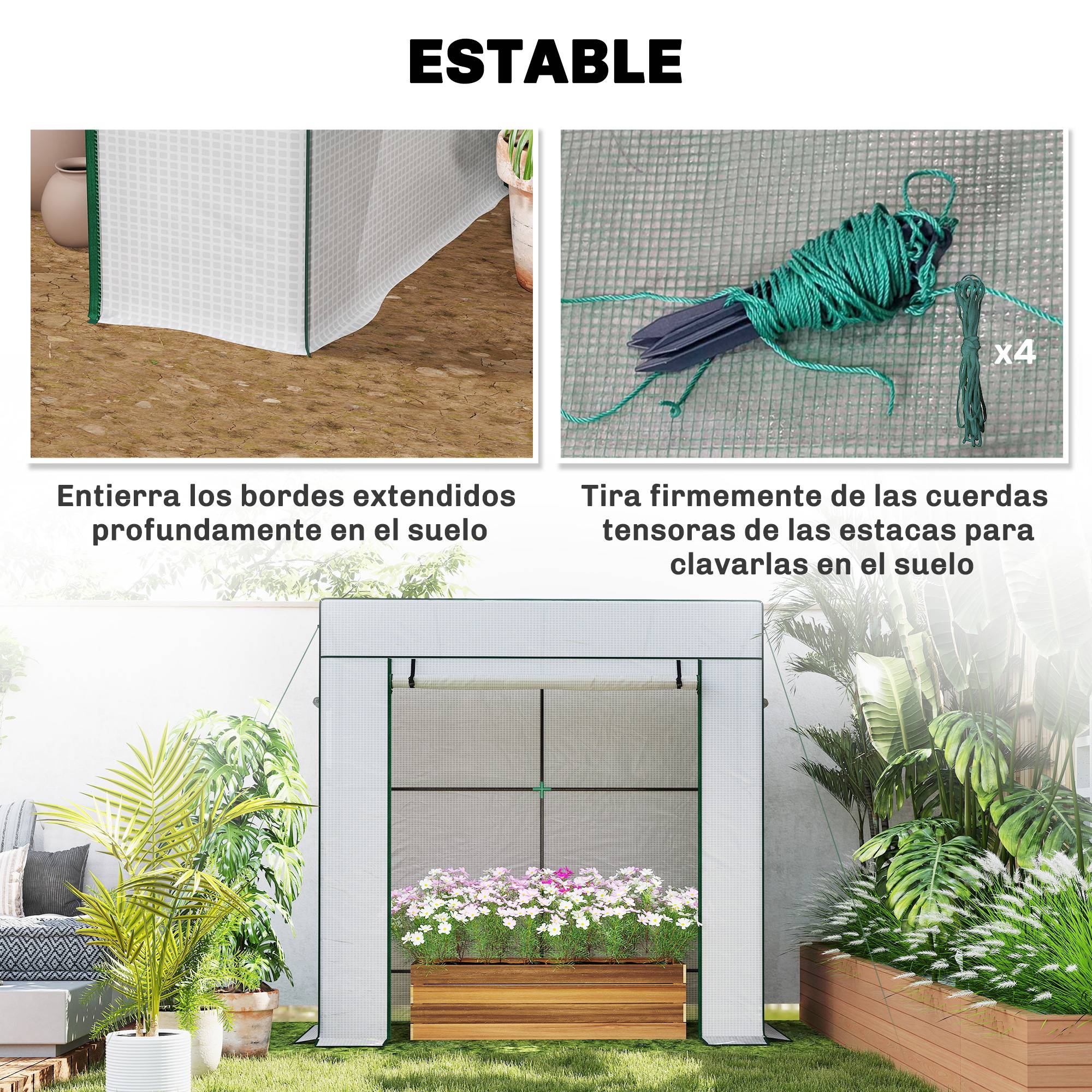 Serre Adossée de Jardin Acier et Bâche PE Renforcée pour Mur et Balcon 196x77x197 cm Blanc - ComfortXL Outdoor Living - Image 9