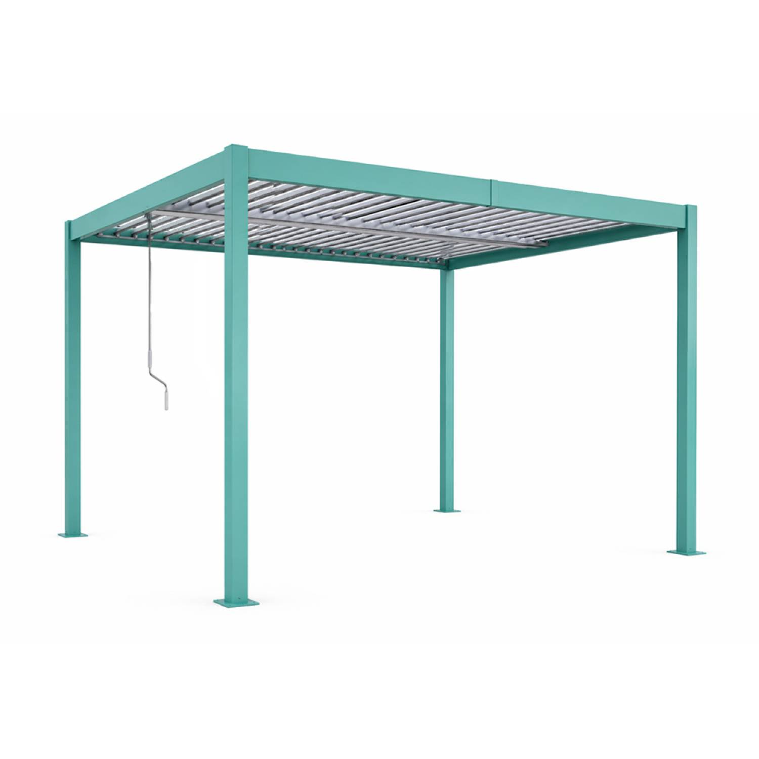 Pergola bioclimatique 4x3m structure aluminium lames orientables verte CORFU - Image 1