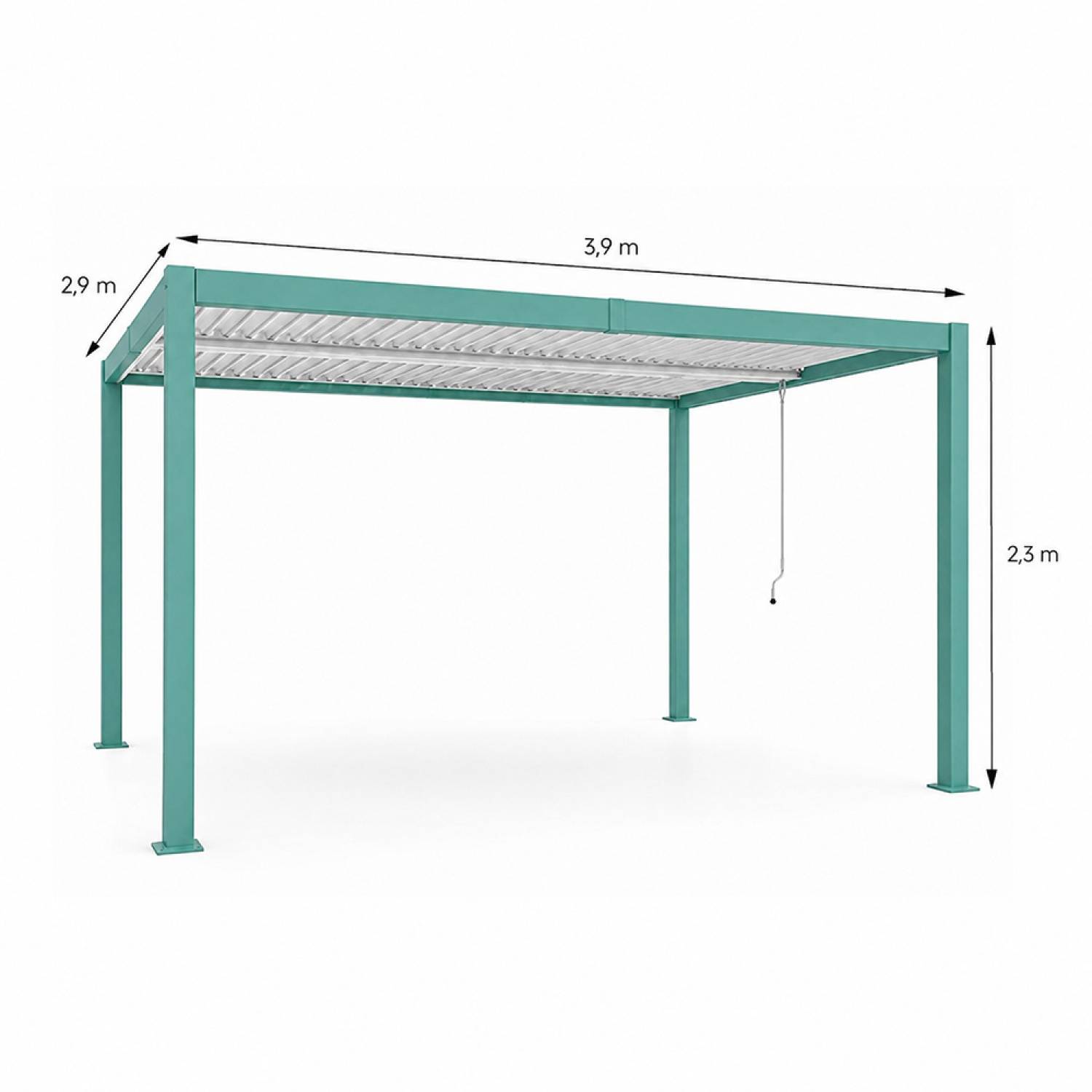 Pergola bioclimatique 4x3m structure aluminium lames orientables verte CORFU - Image 3