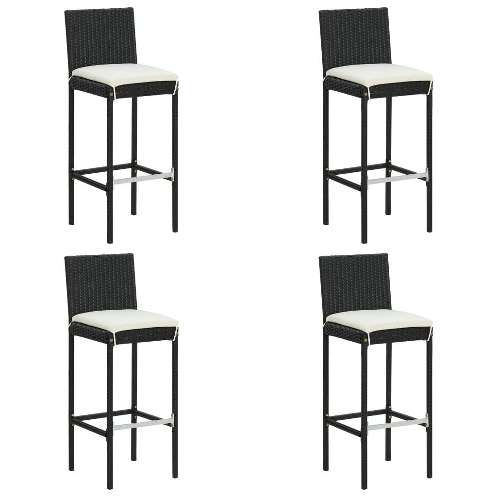 Helloshop26 - Ensemble de bar de jardin 5 pièces avec coussins poly rotin noir - Image 2