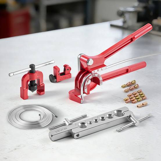 Vevor - VEVOR Kit évasement tuyaux freins 45° - conduite cuivre 7,6 m, cintreuse 3 en 1, coupe-tube, 22 raccords, acier durable. - Image 8