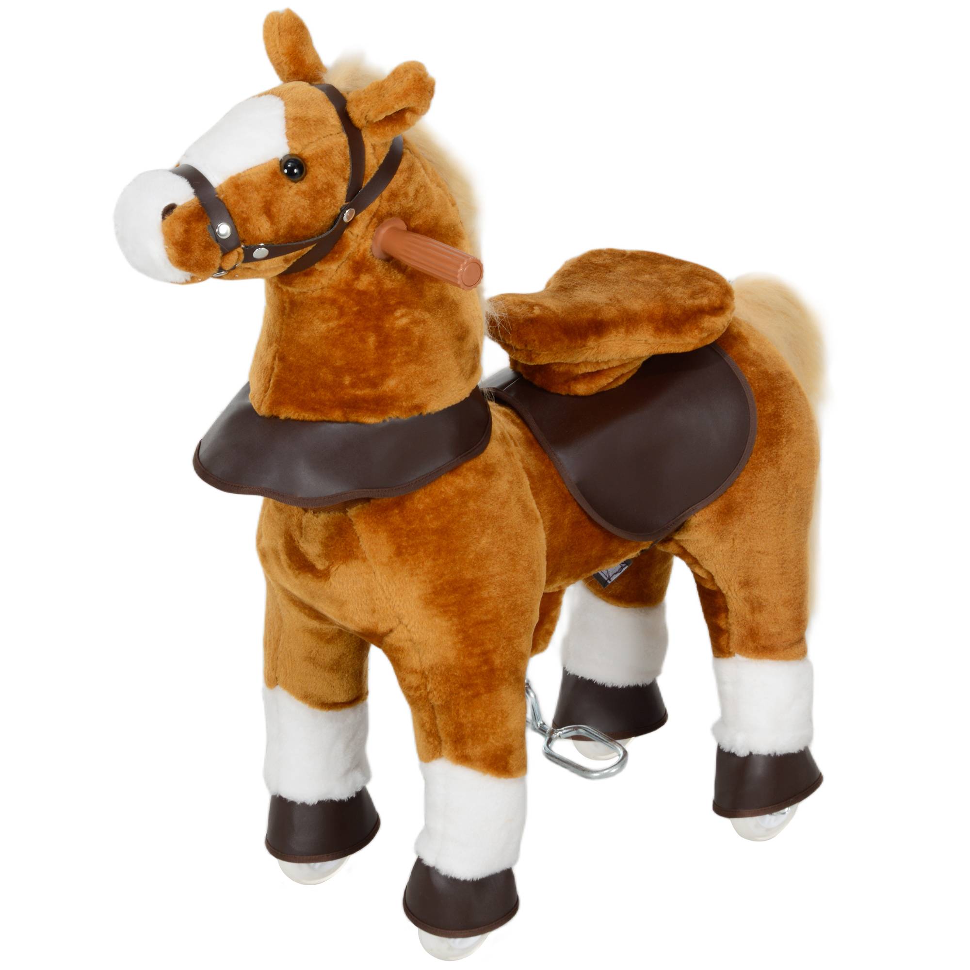 Cheval à monter pour enfant cheval à roulettes selle surélevée pour enfants 3-5 ans charge 60 kg 70 x 28 x 70 cm marron - Image 2