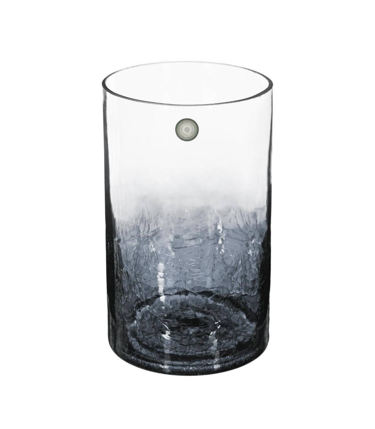 Vase cylindrique en Verre craquelé H 20 cm - Image 1
