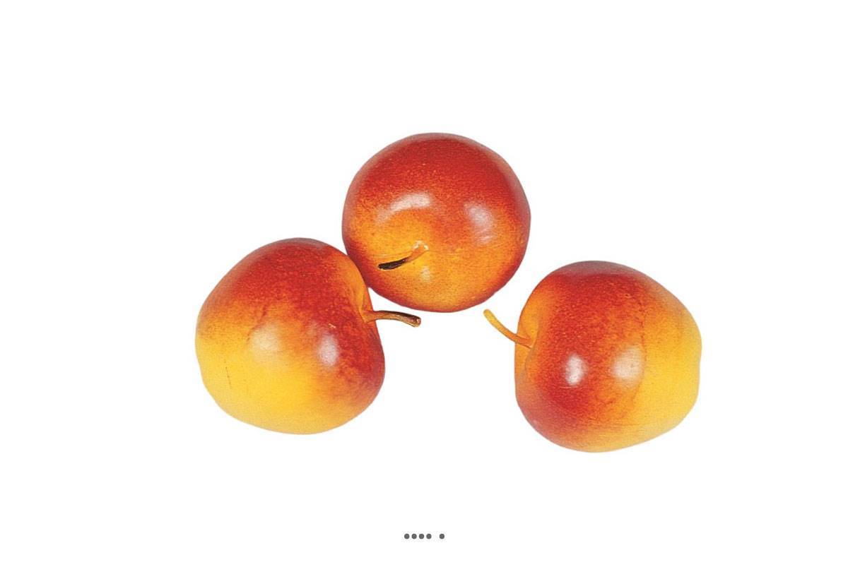 Artificielles - Pomme artificielle moyen Jaune rouge X 3 Plastique soufflé H 65x75 mm - Image 2