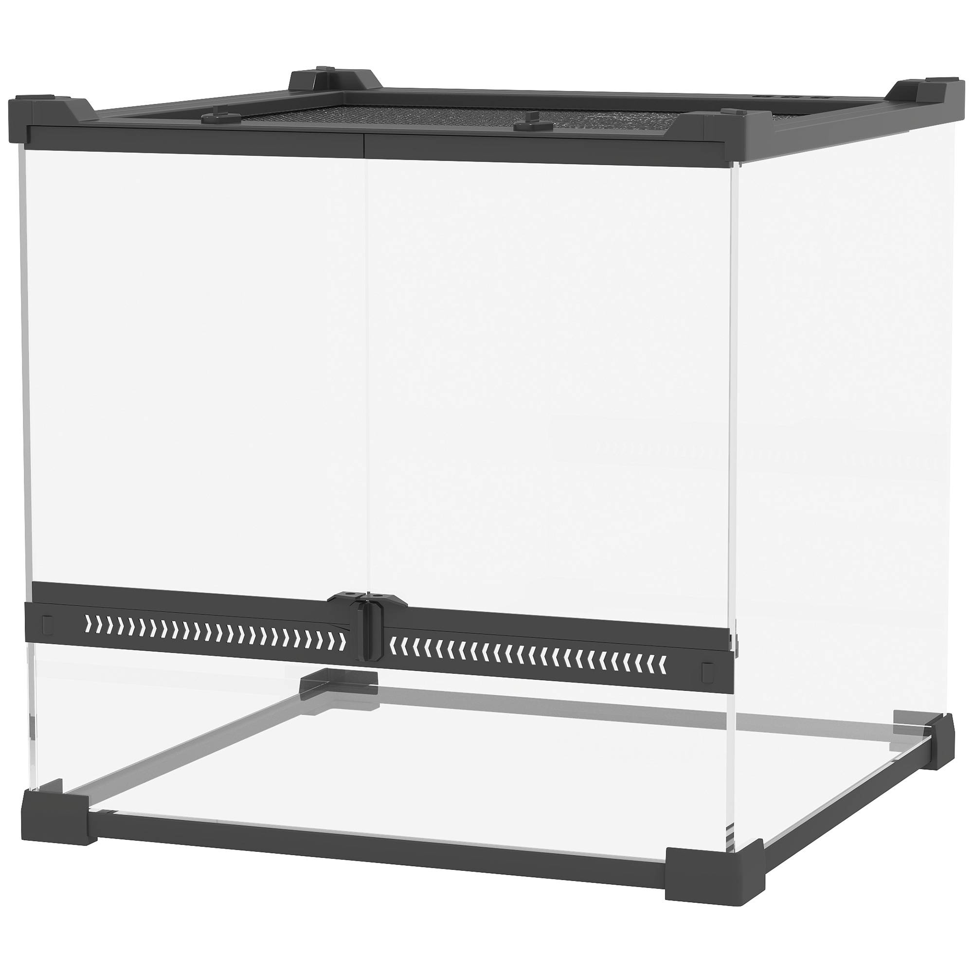 ComfortXL - Terrarium pour reptiles en verre trempé noir lézards serpents amphibiens fond étanche surélevé et ventilé - Image 2