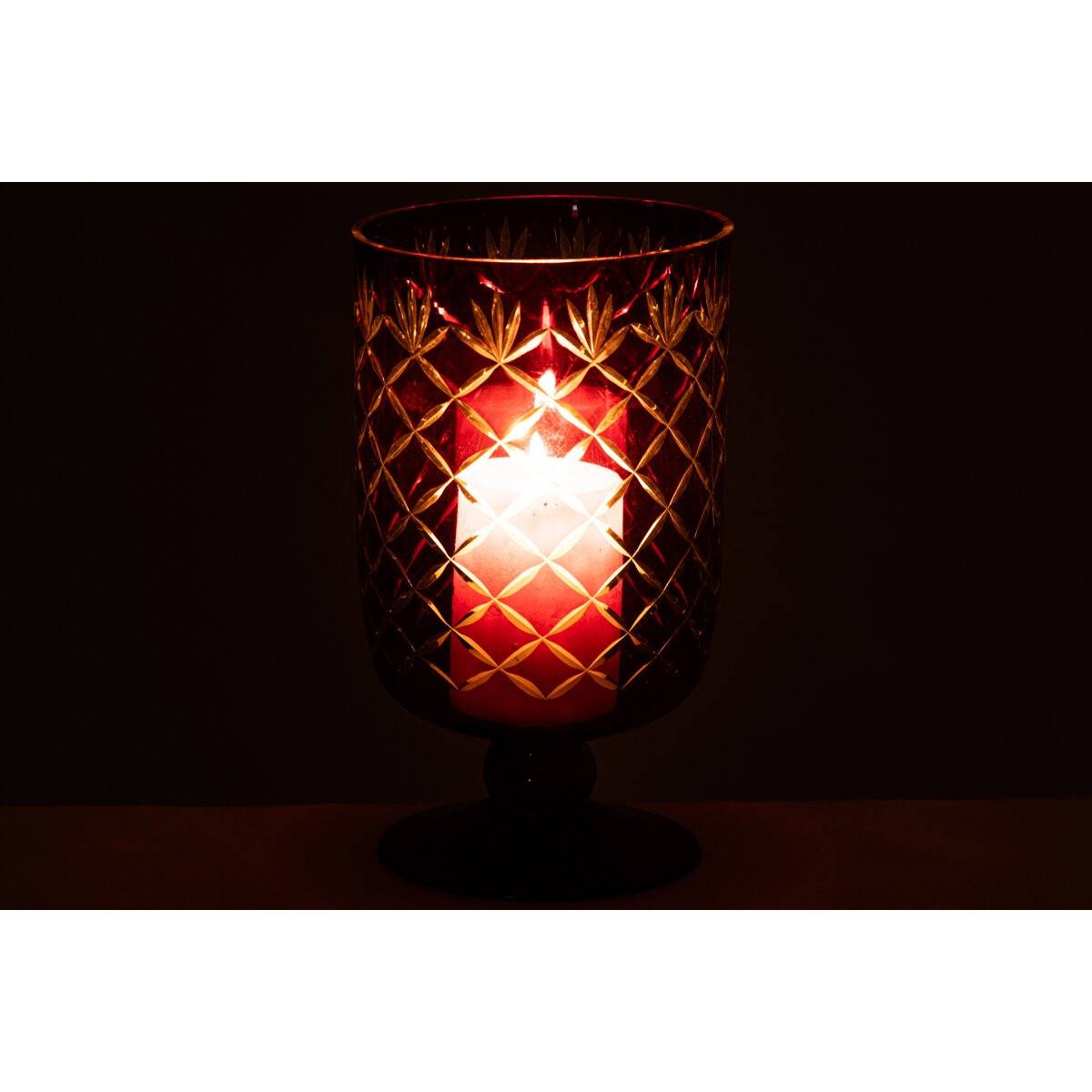 J-Line - Photophore sur Pied en Verre "Vera" 26cm Rose - Image 5