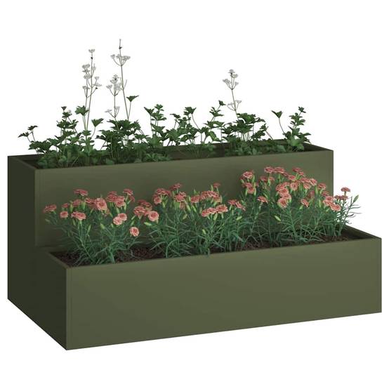 Jardinière rectangulaire acier potager Vert Olive 100x60x45 cm – ComfortXL Outdoor Living - Image 3
