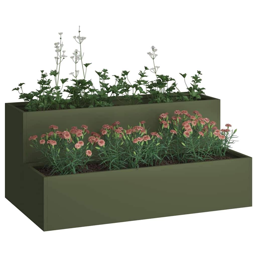 Jardinière rectangulaire acier potager Vert Olive 100x60x45 cm – ComfortXL Outdoor Living - Image 3