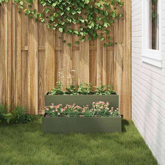 Jardinière rectangulaire acier potager Vert Olive 100x60x45 cm – ComfortXL Outdoor Living - Image 4