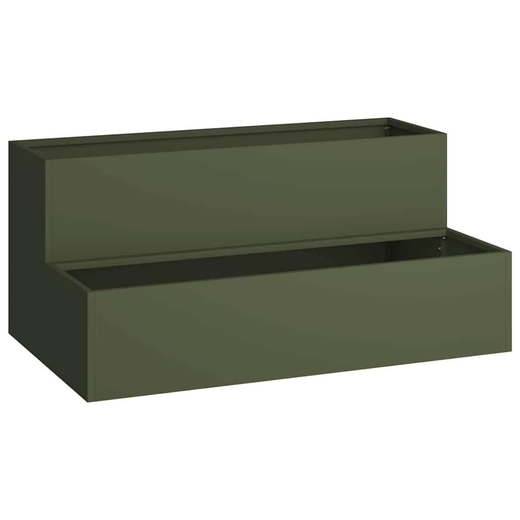 Jardinière rectangulaire acier potager Vert Olive 100x60x45 cm – ComfortXL Outdoor Living - Image 2