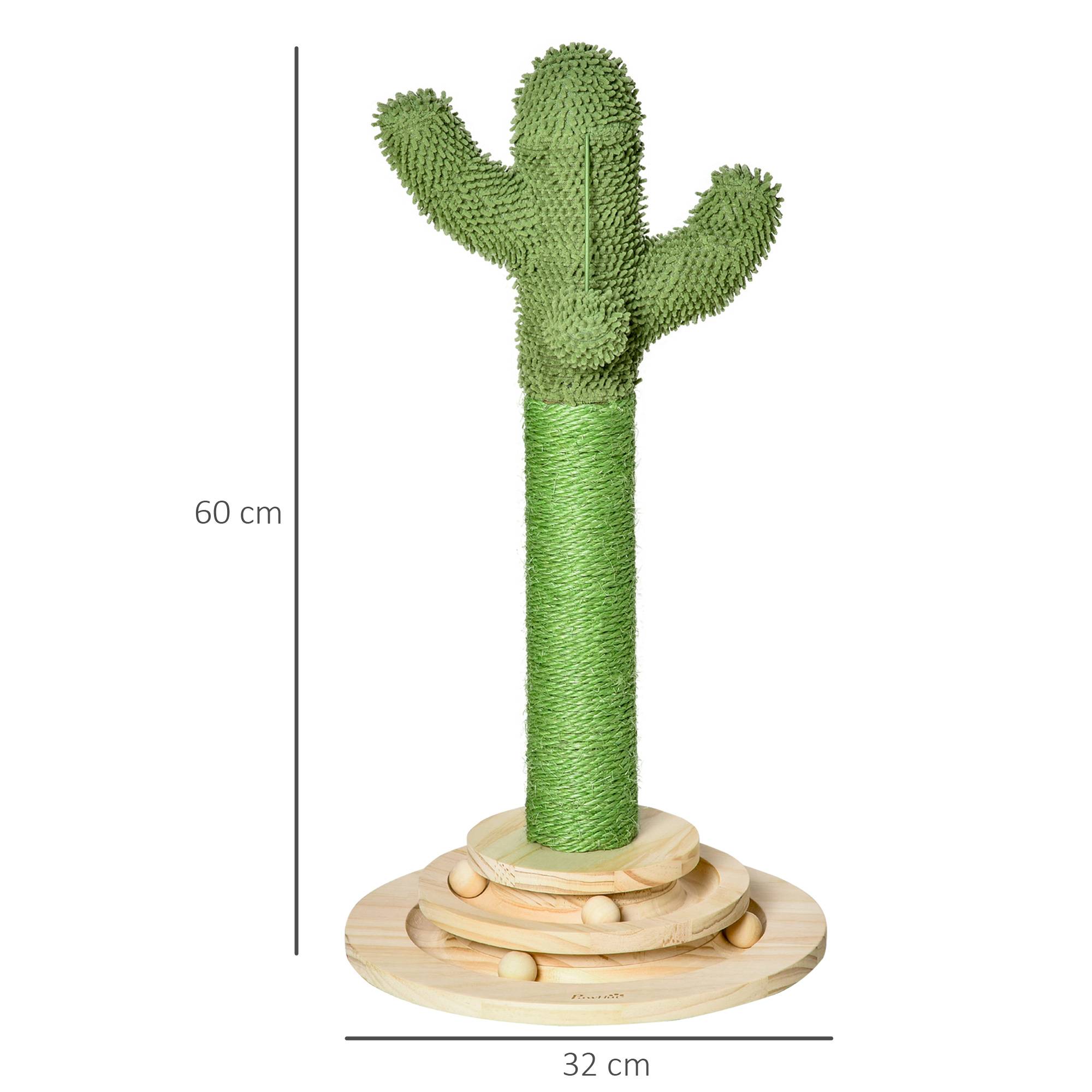 Sans Marque - Griffoir pour chat en forme de cactus avec corde en sisal et base en bois en forme de boule, 32 x 32 x 60 cm - Image 5
