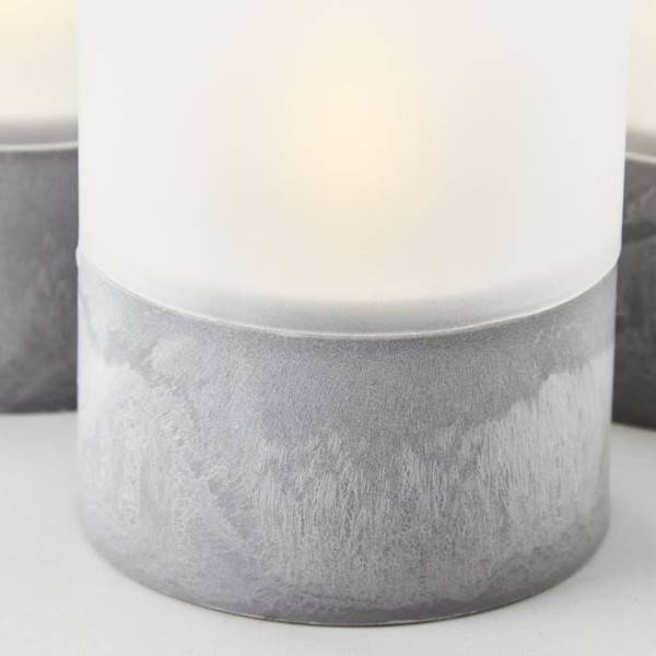 Brilliant - Lot 3 Lampes a poser LED BOUGIE BRILLIANT - 2500K - Plastique et verre - Gris et blanc mat - Image 4