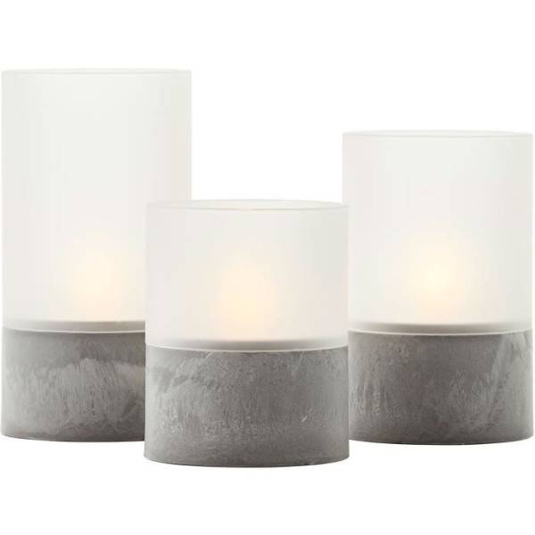 Brilliant - Lot 3 Lampes a poser LED BOUGIE BRILLIANT - 2500K - Plastique et verre - Gris et blanc mat - Image 6