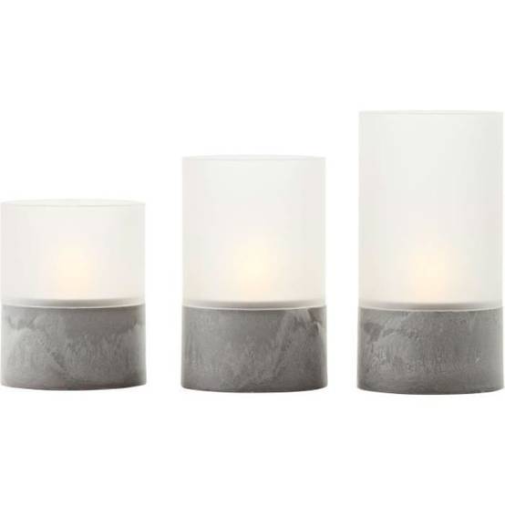 Brilliant - Lot 3 Lampes a poser LED BOUGIE BRILLIANT - 2500K - Plastique et verre - Gris et blanc mat - Image 1