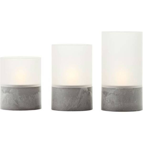 Brilliant - Lot 3 Lampes a poser LED BOUGIE BRILLIANT - 2500K - Plastique et verre - Gris et blanc mat - Image 1