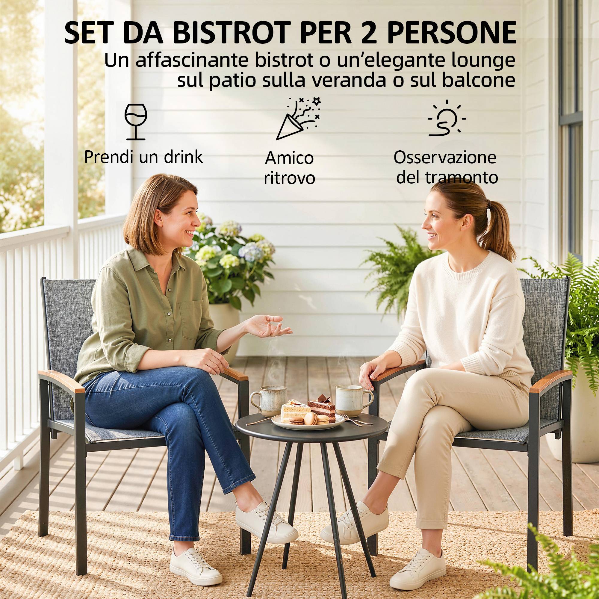 Ensemble bistrot 3 pcs : chaises en maille et table, gris mélangé - Image 6