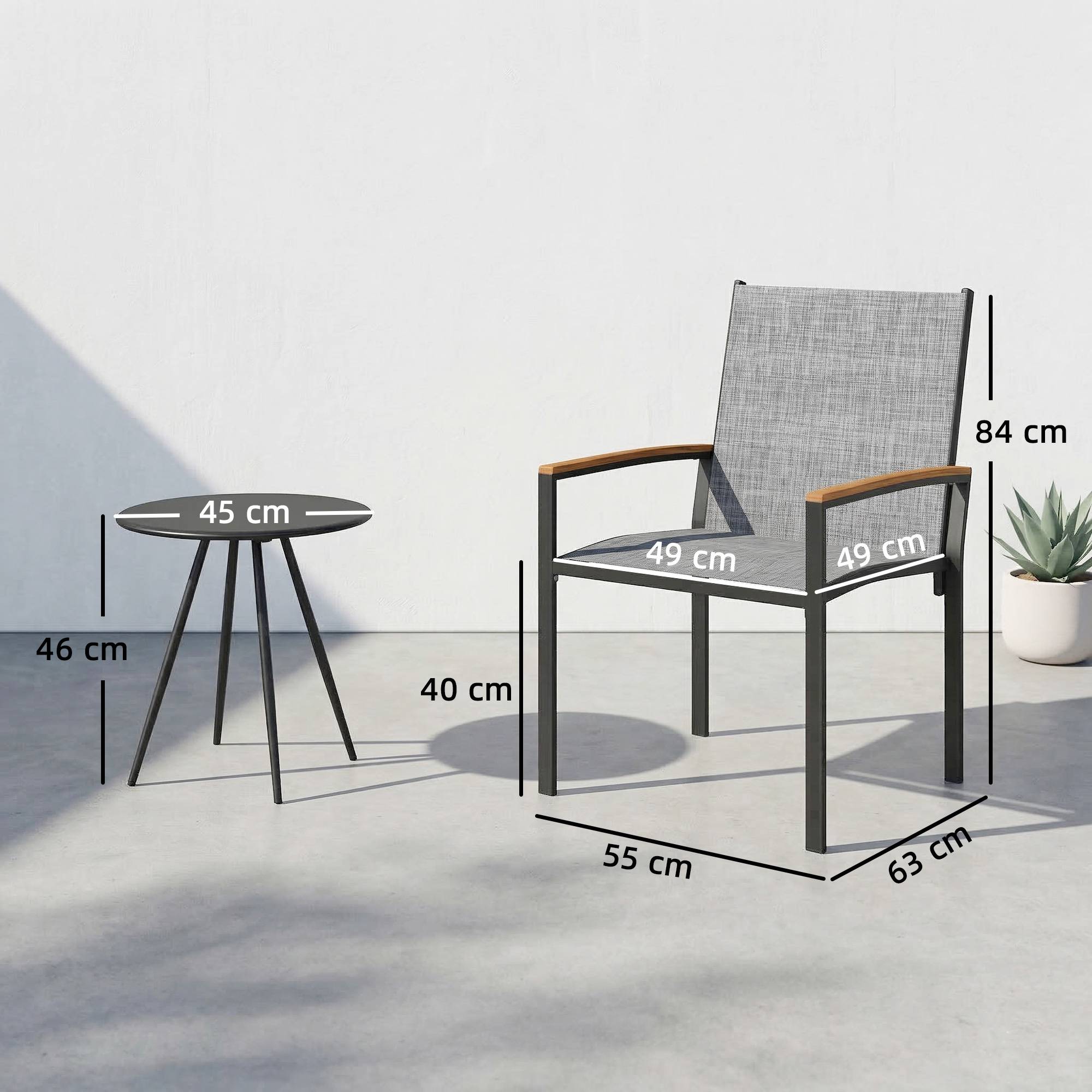 Ensemble bistrot 3 pcs : chaises en maille et table, gris mélangé - Image 5