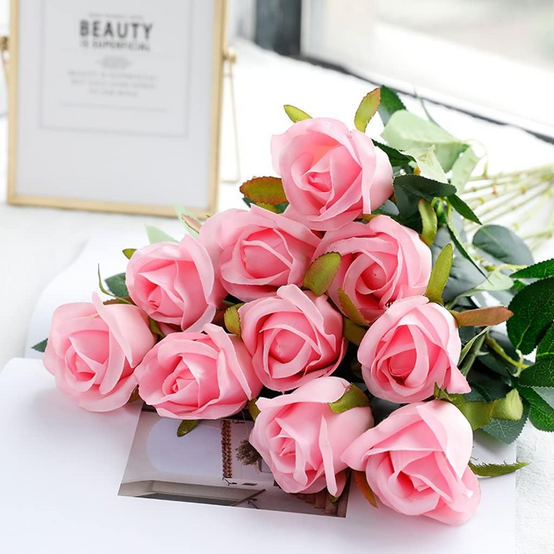 Roses Artificielles Rose Clair - Lot de 2 - Décoration Élégante pour Mariage et Intérieur - Lytech - Image 4