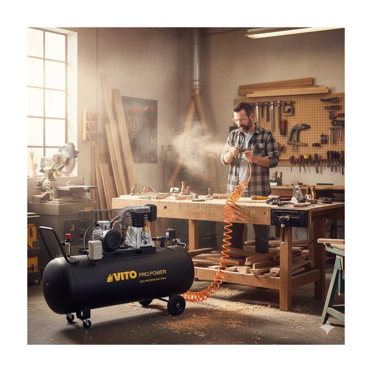 Compresseur d'air 300L Courroie 10 Bar 4000W 5.5CV 500L/min 380V VITO - Image 7