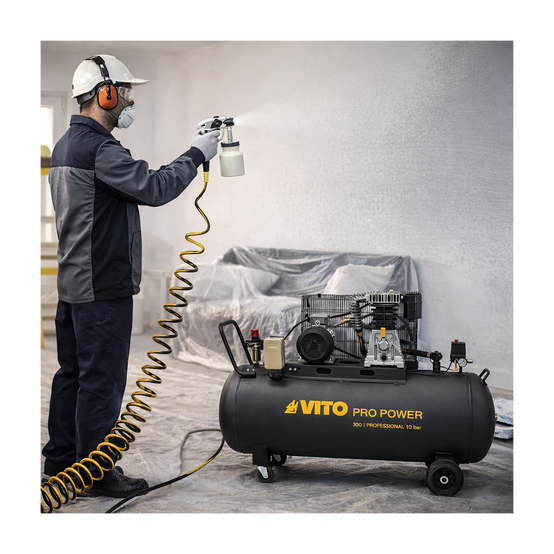 Compresseur d'air 300L Courroie 10 Bar 4000W 5.5CV 500L/min 380V VITO - Image 4